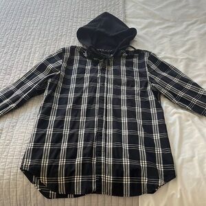 I Love Ugly Men’s Black & White Hooded Long Sleeve Flannel Size Medium